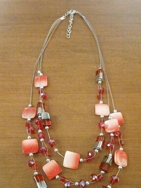 Multi-Strand Red Beaded Necklace - Bright Beautiful